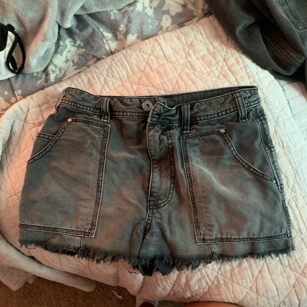 free people denim black shorts